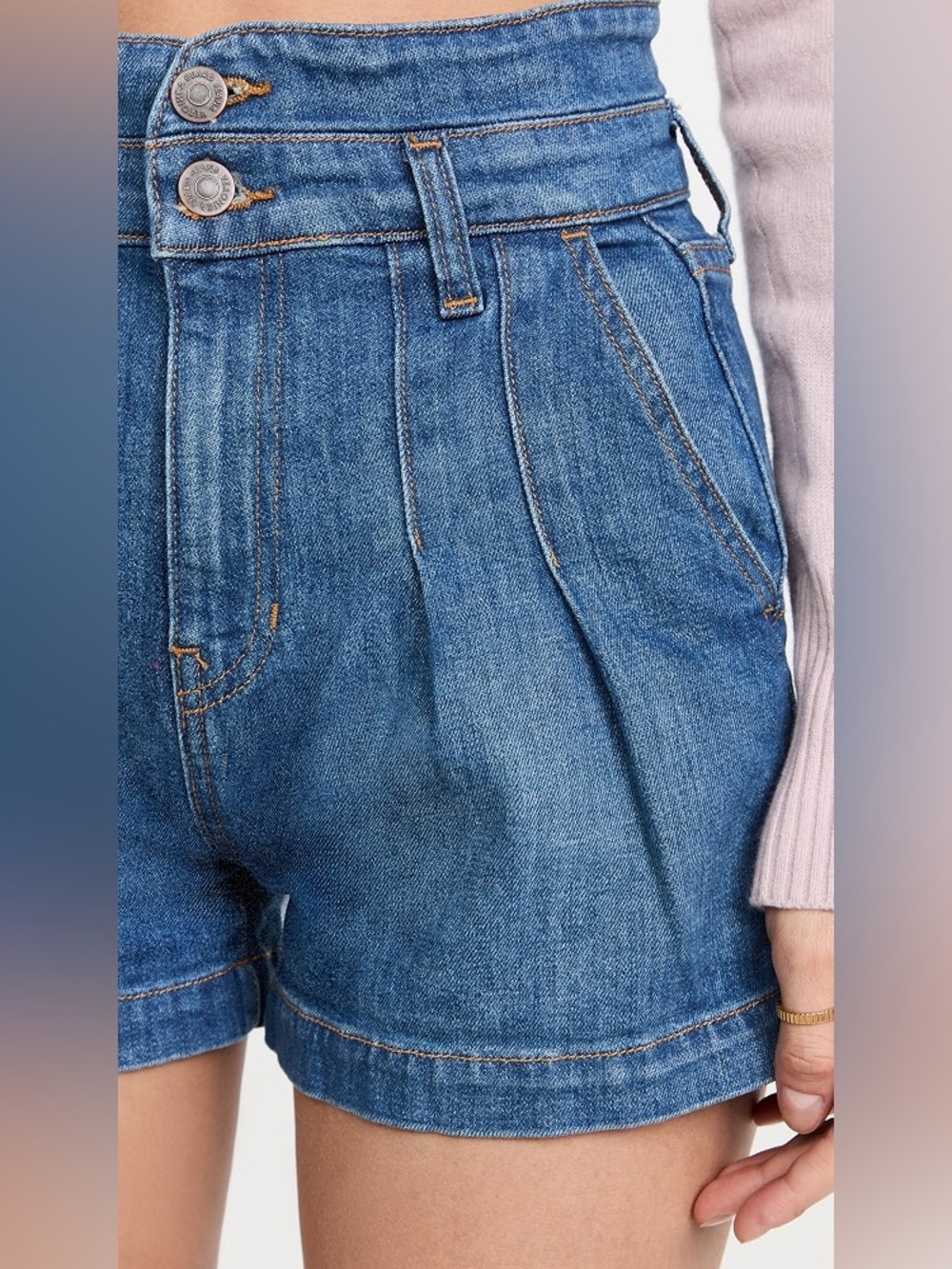 Veronica Beard Jalen High-Waist Blue Denim Shorts - Picture 2 of 8